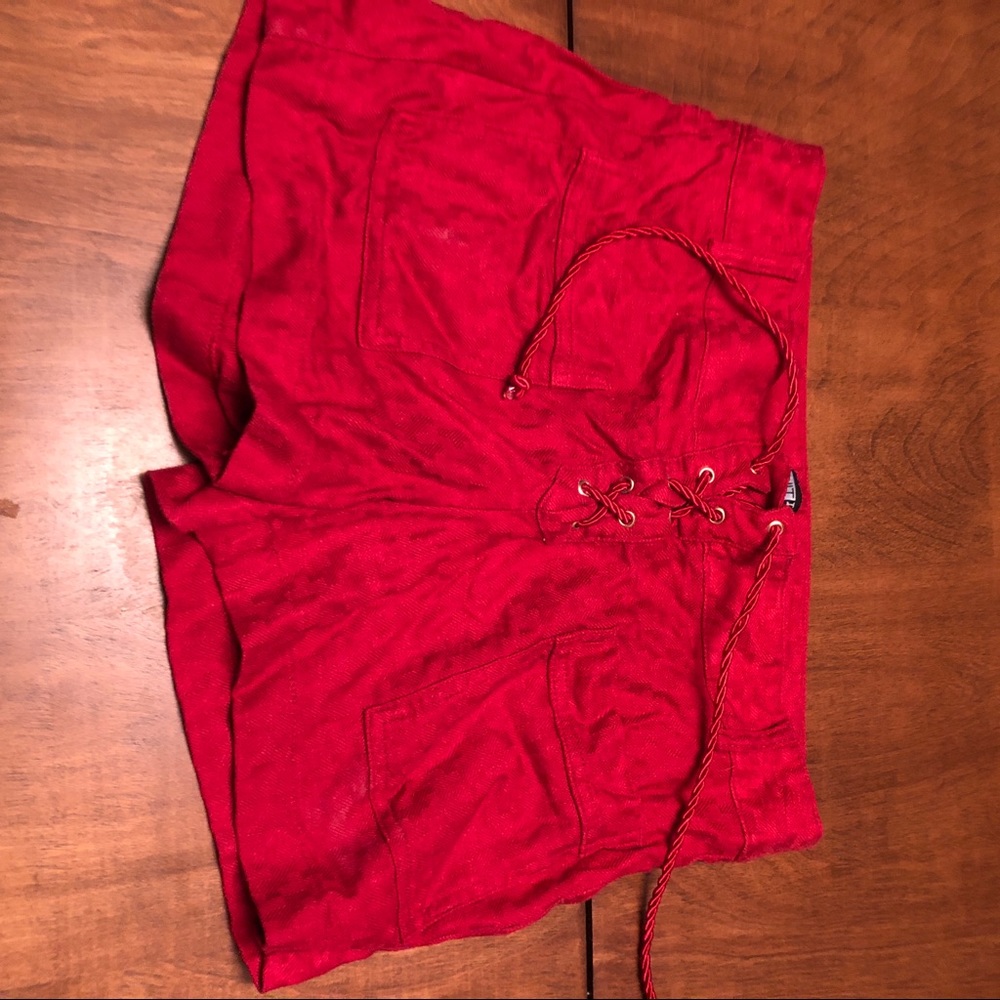 Lace up linen shorts